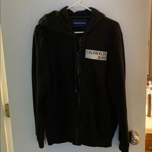A black CK Jeans zip-up hoodie